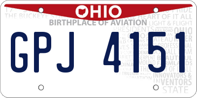 OH license plate GPJ4151