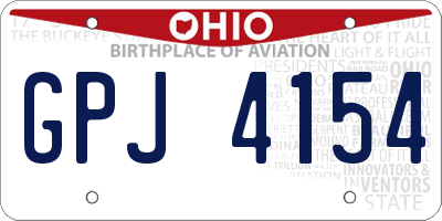 OH license plate GPJ4154