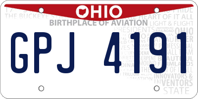 OH license plate GPJ4191