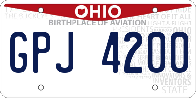 OH license plate GPJ4200