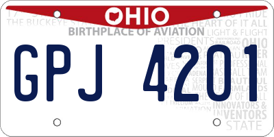 OH license plate GPJ4201