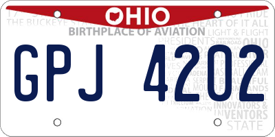 OH license plate GPJ4202