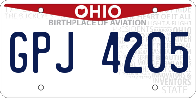 OH license plate GPJ4205