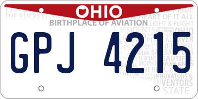 OH license plate GPJ4215