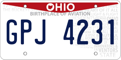 OH license plate GPJ4231