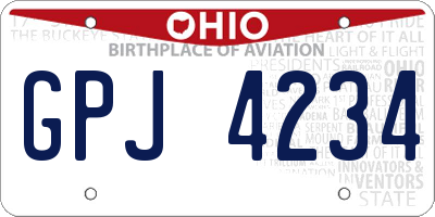 OH license plate GPJ4234