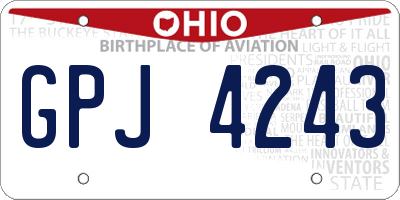 OH license plate GPJ4243