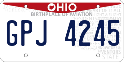 OH license plate GPJ4245