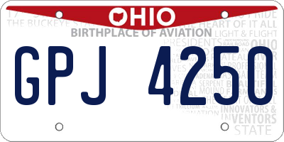 OH license plate GPJ4250