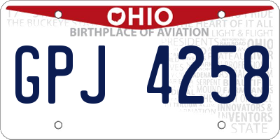 OH license plate GPJ4258