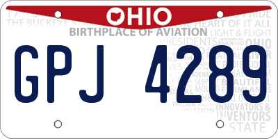 OH license plate GPJ4289