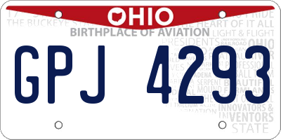 OH license plate GPJ4293