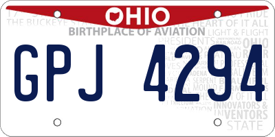 OH license plate GPJ4294