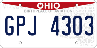 OH license plate GPJ4303