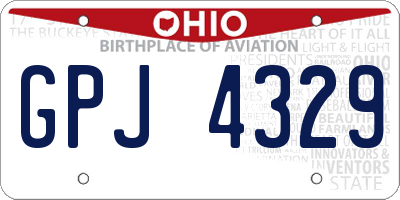 OH license plate GPJ4329