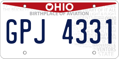 OH license plate GPJ4331