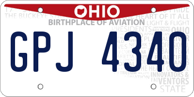 OH license plate GPJ4340