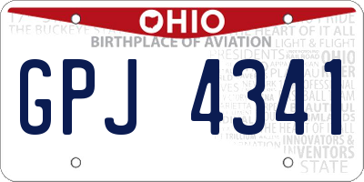 OH license plate GPJ4341