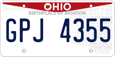OH license plate GPJ4355