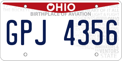 OH license plate GPJ4356