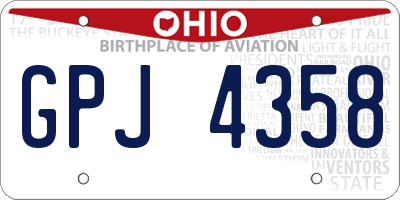 OH license plate GPJ4358
