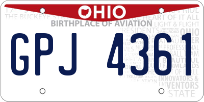 OH license plate GPJ4361