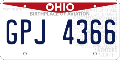 OH license plate GPJ4366