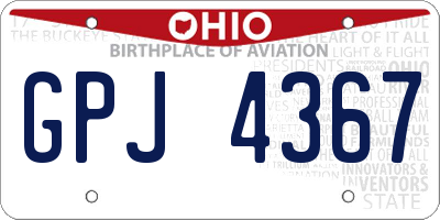 OH license plate GPJ4367