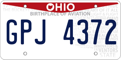 OH license plate GPJ4372