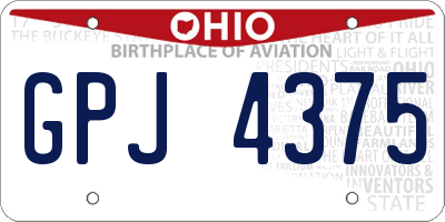 OH license plate GPJ4375