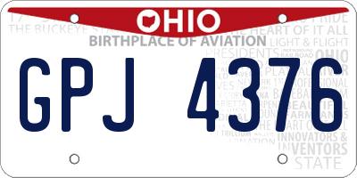 OH license plate GPJ4376
