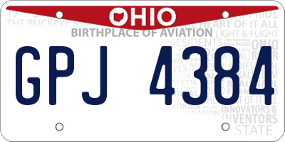 OH license plate GPJ4384