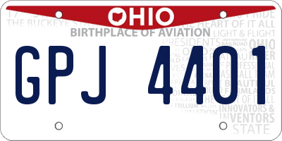 OH license plate GPJ4401