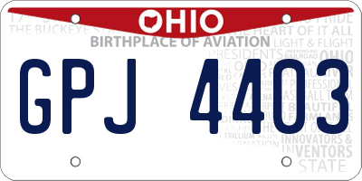 OH license plate GPJ4403