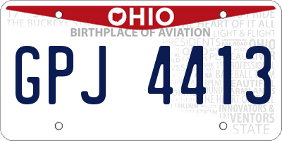 OH license plate GPJ4413