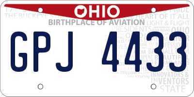 OH license plate GPJ4433