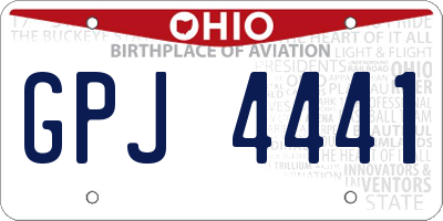 OH license plate GPJ4441