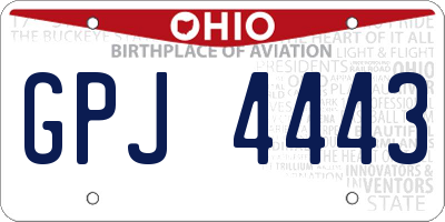 OH license plate GPJ4443