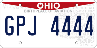 OH license plate GPJ4444