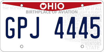 OH license plate GPJ4445