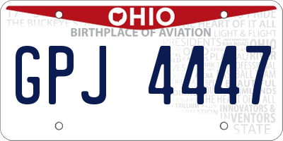OH license plate GPJ4447