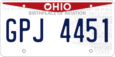 OH license plate GPJ4451