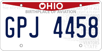 OH license plate GPJ4458
