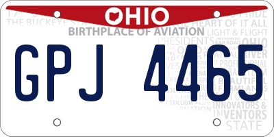 OH license plate GPJ4465