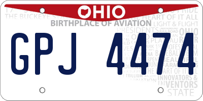 OH license plate GPJ4474