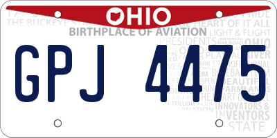OH license plate GPJ4475