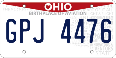 OH license plate GPJ4476