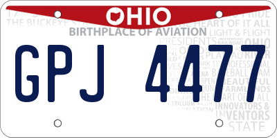 OH license plate GPJ4477