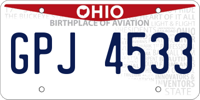 OH license plate GPJ4533