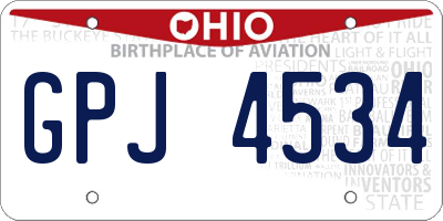 OH license plate GPJ4534